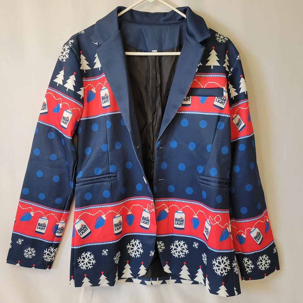 Source Unknown Festive Blue and Red Men's Jacket
